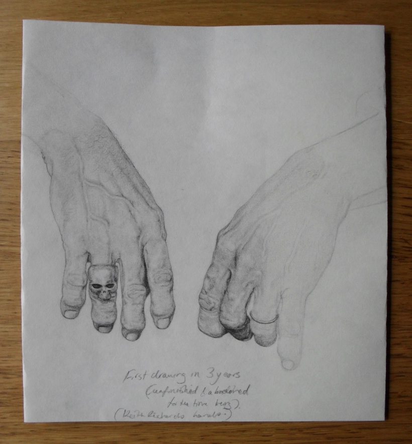 Sketch of Keith Richards' hands